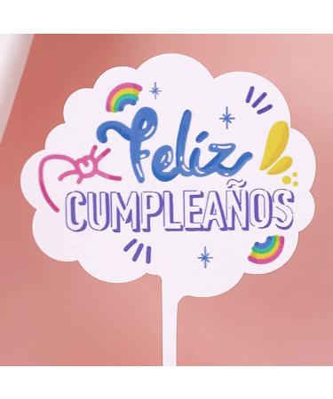 Personalised Cake Toppers Cake Decorations Colorful Acrylic Cake Toppers Happy Birthday Cake Topper in Spanish for Party Decoration Baking Decor Supplies (Color : 1pc Ykl053b) (Color : 1pc Ykl053a) ( 1pc Ykl053i