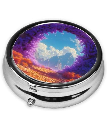 Purple Door in The Valley Portable Metal Pill Box - Round Mini 3-Compartment Design for Travel - Hinged Fastening - Ideal for Small Pills - Black - Buy Online on GoSupps.com