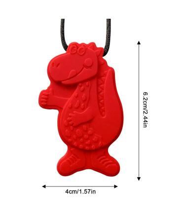 Chewable Necklace & Sensory Cubes | Safe Silicone Dinosaur Toys for Kids | Portable Fiddle & Bite Chain for Sensory Relief - Tylyworth Red - Buy Online on GoSupps.com