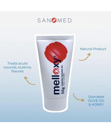 Sanomed Melloxy Wound & Healing Ointment 50g - Natural Gel for Acute Wounds Eczema & Fissured Skin - Medical Honey & Ozonized Olive Oil - Buy Online on GoSupps.com