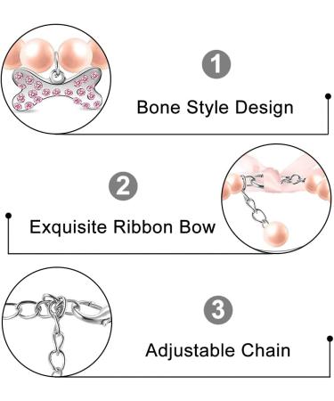 3 Pcs Pet Bone Pendant Necklaces Pet Pearl Alloy Neck Straps Shiny Rhinestone Pendant Collars for Pet Clothing Accessories - Buy Online on GoSupps.com