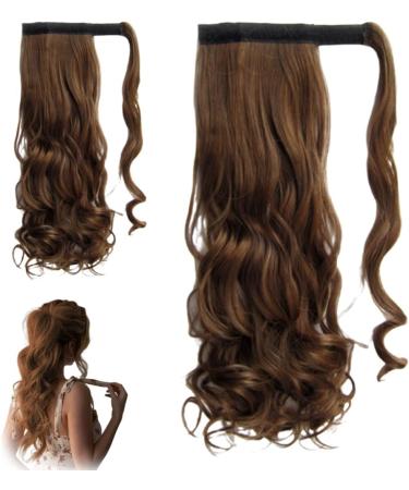 Wavy Ponytail Extension Hair Ponytail Wrap Around Ponytail 23 Inch Synthetic Natural Curly Hairpiece Wrap Around Hair Extensions for Women Daily Use Brown 1pc Brown - Buy Online on GoSupps.com