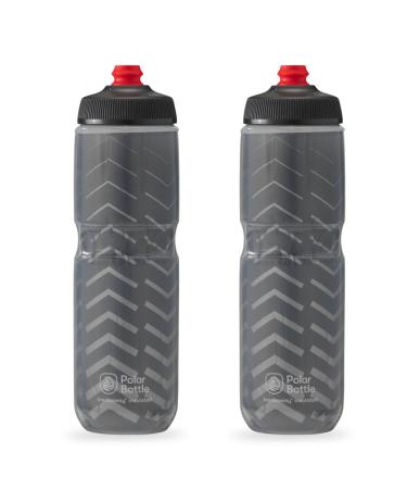 Polar Bottle Breakaway Insulated Bike Water Bottle 2-Pack - BPA Free, Cycling & Sports Squeeze Bottle (Bolt Charcoal 24oz) 24 oz - 2 Pack Charcoal Bolt