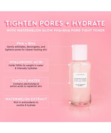 Glow Recipe Watermelon Glow Niacinamide Dew Drops Serum (15 ml) + PHA + BHA Pore Tight Facial Toner (40 ml) + Plum Plump Hyaluronic Cream (20 ml) - Vegan Skin Care for Glowing Skin - Buy Online on GoSupps.com