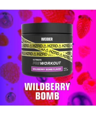 Weider HZRD Pre-Workout Powder Wildberry Storm - Energy Booster for Intense Gym Sessions - 20 Servings (200g) - Buy Online on GoSupps.com