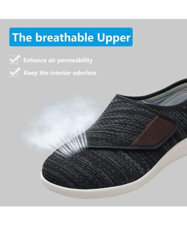 Womens Extra Wide Diabetic Shoes - Adjustable Strap Sneakers for Swollen Feet - Size 8 Black Gray - Buy Online on GoSupps.com