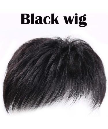 Men's Black Real Human Hair Wig System - Invisible Forehead Hairpiece with Fringe Bang Replacement - Buy Online on GoSupps.com