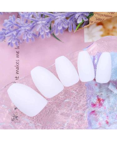 Sethexy 24-Piece Matte Ballerina White Acrylic Nails - Medium Coffin Tips for Women & Girls | High-Quality Nail Art - Buy Online on GoSupps.com