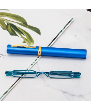 KoKoBin Mini Slim Reading Glasses - Unisex Spring Hinge Metal Visual Aid +2.50 with Case (Blue) | International Shipping Available - Buy Online on GoSupps.com