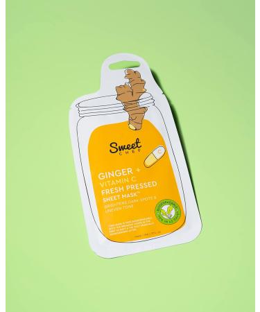 Sweet Chef Ginger + Vitamin C Fresh Pressed Beauty Sheet Masks - Brighten Dark Spots & Uneven Skin Tone - Vegan & Natural Skincare - 5 Pack - Buy Online on GoSupps.com
