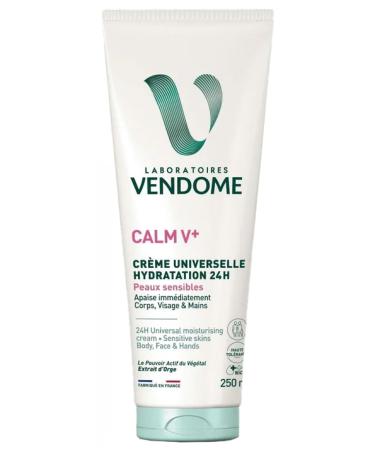 Laboratoires Vend me LABORATOIRES VEND ME - CALM V+ - Universal 24H Hydration Cream - Immediately Soothes And Moisturizes Body Face & Hands - Enriched With Barley Extract - Light Texture - Sensitive Skin - 250ml