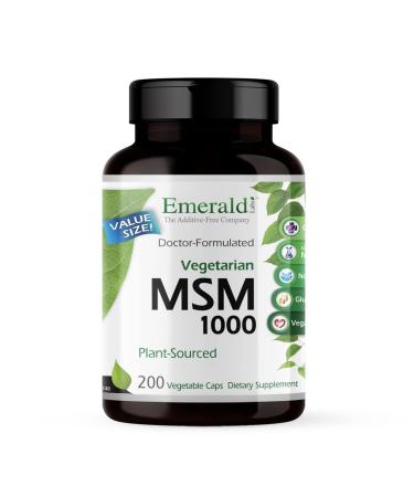 EMERALD LABS MSM 1000mg - Joint Liver & Immune Support Supplement with Methylsulfonylmethane - Gluten-Free & Additive-Free - 200 Vegetable Capsules (Up to 100-Day Supply)