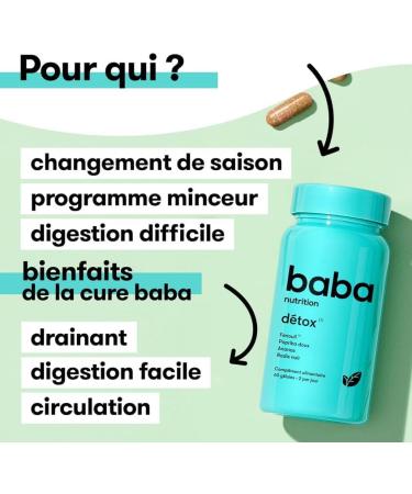Baba Nutrition Detox Food Supplement | Complex 4 Plants to Improve Digestion & Bloating | Black Radish Pineapple Sweet Paprika Fennel | 180 Capsules - Buy Online on GoSupps.com