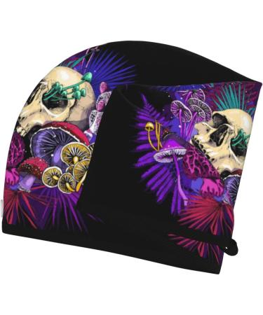 Hair Towel Wrap with Button | Quick-Dry Towel Turban - Mushrooms & Skull Design - Buy Online on GoSupps.com