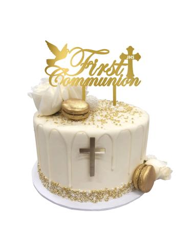 INDKOPVA First Holy Communion Cake Topper Acrylic Reusable First Communion Cake Decoration Christening for Kids