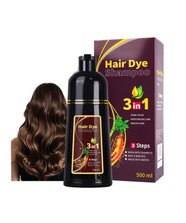 HADAVAKA 500 ml Black Dye Shampoo Instant Coloring Semi-Permanent Hair Coloring 3-in-1 Shampoo For Men And Women Restores Shine To Hair (Chestnut Brown)