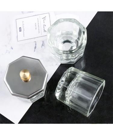 Nail Art Bowl Set - Crystal Glass with Stainless Steel Lid | 2pcs Nail Art Liquid Container & Tools for Perfect Nails - Buy Online on GoSupps.com