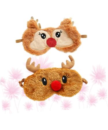NOLITOY Christmas Deer Eye Mask - 2pcs Plush Blackout Sleep Masks | Furry Animal Eye Shades for Travel & Relaxation - Buy Online on GoSupps.com