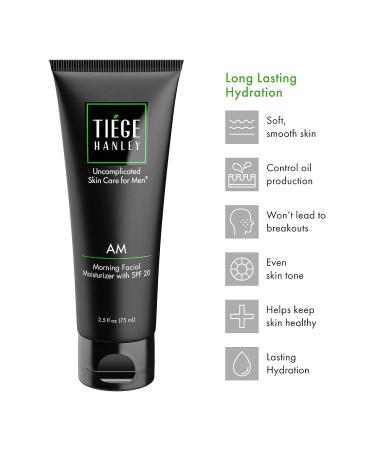 Tiege Hanley Morning Facial Moisturizer for Men (AM) | SPF 20 Sun Protection | Hydrates & Protects Sensitive Skin | Regulates Oil Production | Smoother, Softer Skin - Buy Online on GoSupps.com