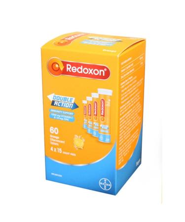 Redoxon Double Action Orange Effervescent Tablets 1000mg Vitamin C & 10mg Zinc 4x15 vials