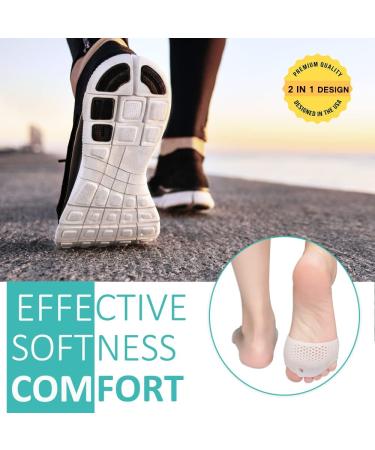 Metatarsal Pads & Toe Separators Set for Rapid Pain Relief - 2 Pairs, Soft & Breathable Design for Bunion Corrector, Mortons Neuroma, Diabetic Feet, Hammer Toe - Includes Toe Spacers, Ball of Foot Cushions - White - Buy Online on GoSupps.com