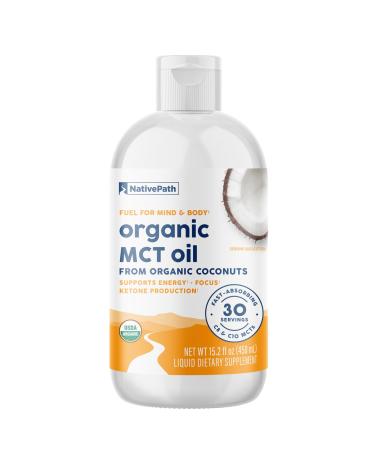NativePath Organic MCT Oil Liquid - Pure C8 C10 from Coconuts - Caprylic Acid for Keto Coffee - Paleo Vegan Flavorless Non-GMO - 30 Servings