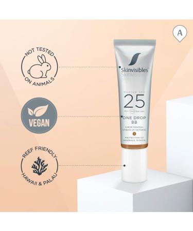 Skinvisibles One Drop BB Ebony SPF 25 | Matte Mineral BB Cream for All Skin Types | Vegan Non-Comedogenic & Cruelty-Free | 30ml - Buy Online on GoSupps.com