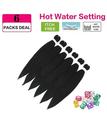 Xusuperb Pre-Stretched Braiding Hair 1B Black - 26 Inch EZ Braids Extensions (6 Packs) | Soft Yaki-Texture Kanekalon Hair for Braiding - Buy Online on GoSupps.com