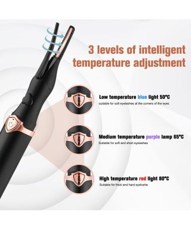 Heated Eyelash Curler - Mini Electric USB Rechargeable Beauty Tool for Women - Portable Makeup Curling - Black - Buy Online on GoSupps.com