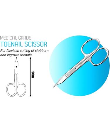 YNR Curved Blade Stainless Steel Cuticle Scissors for Manicure Pedicure - Professional Beauty Grooming Tool for Thick Toenails, Eyebrows, Nose Hair - Men and Women - Buy Online on GoSupps.com