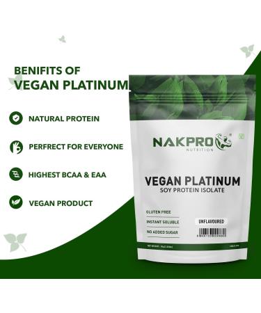 NAK'PRO 100% Soy Protein Isolate Unflavoured - 1kg | 27g Protein 4.9g BCAA | Natural Vegan Plant Protein Powder | Easy To Digest | All Essential Amino Acids for Muscle Gain and Recovery - Buy Online on GoSupps.com