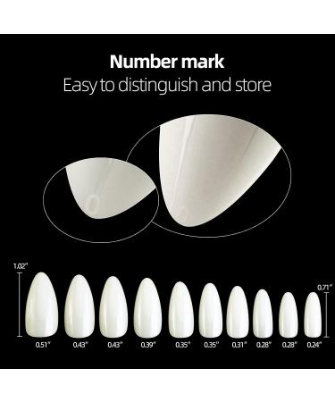 Almond False Nails Tips Full Cover 500PCS Short Acrylic Nails with Case for DIY Nail Art 10 Sizes almond-natural - Buy Online on GoSupps.com