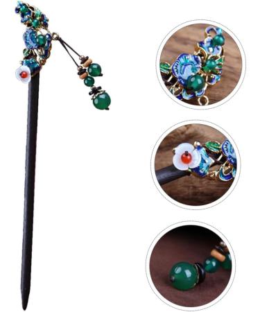 DOITOOL 1pc Classic Vintage Hairpin Hair Sticks for Long Hair Fork Pen Hair Bun Stick Flower Pin Wooden Hair Stick Tassel Chinese Hair Sticks Retro Miss Hair up Jade Beads Hanfu - Buy Online on GoSupps.com