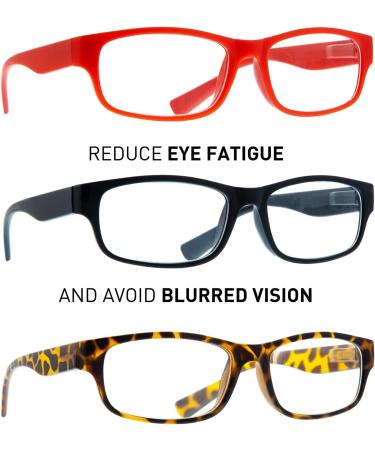 Trevi Executive Reading Glasses Pack - 3 Stylish Pairs for Men & Women - Prescription & Non-Prescription Options - 3 Colors & 4 Gradations - Buy Online on GoSupps.com