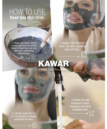 KAWAR Dead Sea Mud Mask with Aloe Vera - Spa Quality Facial & Body Treatment | Natural Vegan Skincare for Acne Blackheads & Oily Skin - 8.8 oz - Buy Online on GoSupps.com