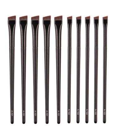 RMISODO 10 Pcs Angled Eyebrow Eyeliner Brush, Ultra Fine Eyeliner Brush, Slanted Eyebrow Brush, Precision Lash Liner Brush, Professional Eye Makeup Applicator for Blending Eyeshadow Eyebrow Eyeliner