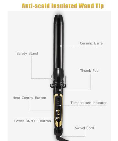 Lanvier 1.25 Inch Clipped Curling Iron - Professional Hair Curler up to 450F - Dual Voltage - Black - Buy Online on GoSupps.com