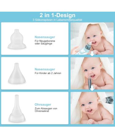 Wadeo Electric Baby Nasal Aspirator - Rechargeable USB LCD Screen 5 Suction Levels 3 Silicone Tips | Perfect for Newborns Infants & Toddlers - Buy Online on GoSupps.com