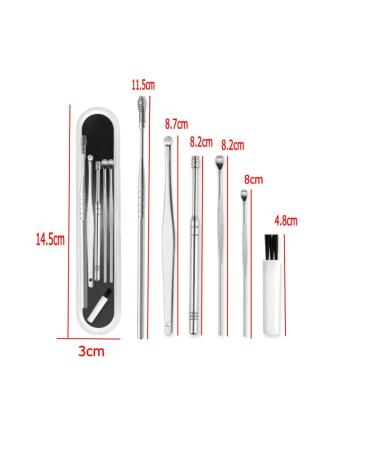 JZK 5-Part Stainless Steel Ear Cleaner Set - Ear Wax C rette Tool & Wet Remover - Premium Gear Cleaning Kit (Silver) - Buy Online on GoSupps.com