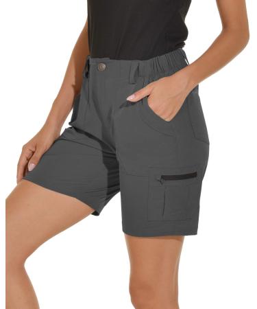 VAYAGER Women's Hiking Cargo Shorts Quick Dry Lightweight Stretch Shorts Golf Fishing Outdoor Casual Shorts Grey Medium