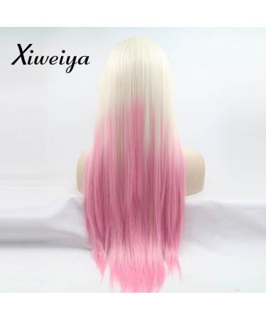 Xiweiya Ombre Blonde to Pink Kunsthaar Wig | 61 cm Heat-Resistant Synthetic Fiber | Women's Rosie Whiteley Hairstyle - Shop Now! - Buy Online on GoSupps.com