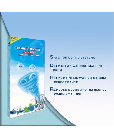 DOKIKO Washing Machine Cleaner 18-Pack - Eco-Friendly Deep Clean Tablets for HE Front Loader & Top Load Washers - Septic Safe Deodorizer for Drum & Tub Seal - Buy Online on GoSupps.com