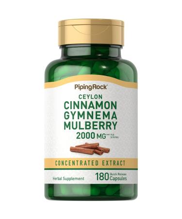 Piping Rock Ceylon Cinnamon Gymnema Mulberry Complex 2000mg | 180 Capsules | Herbal Supplement | Concentrated Extract | Non-GMO  Gluten Free
