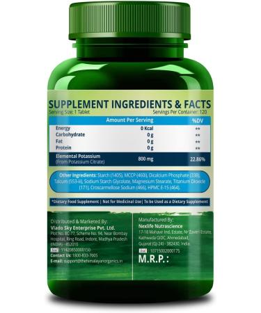 Potassium Citrate 800mg (120 Veg Tablets) - 100% Herbal, NO Side Effects | Venus.Exports - Buy Online on GoSupps.com