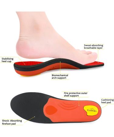 Arch Heavy Support Pain Relief Orthotics - Flat Foot Heel Pads for Plantar Fasciitis - Men (8-8 1/2) | Women (10-10 1/2) - 270MM - Red - Buy Online on GoSupps.com