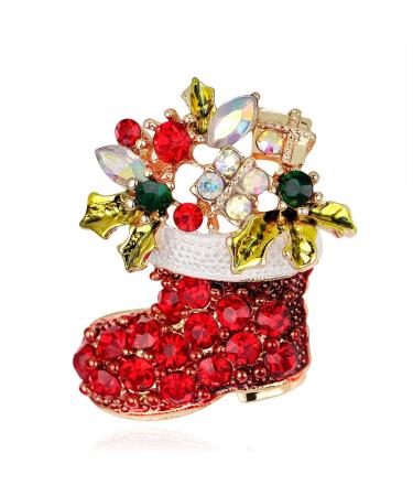 Pin Jewelry Gifts for Women Cute Inlaid Rhinestone Christmas Brooches for Women Creative Colorful Boots Snowman Pins Party Accessories Sweater Jewelry Brooches & Pins