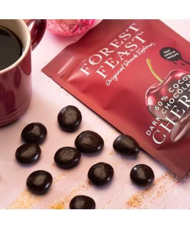 Forest Feast 60% Cocoa Dark Chocolate Sour Cherries 6 x 120g | Sweet Dried Cherries Chocolate Covered Fruit Snack with 60% Belgian Dark Chocolate Gluten Free & Vegan Snack - Buy Online on GoSupps.com
