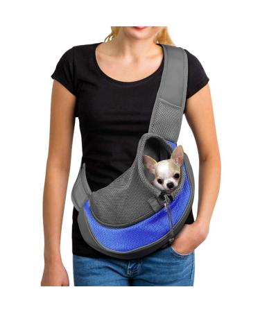 Petemoo portable pet dog cats puppy shoulder bag travel carrier shoulder bag breathable mesh transport bag s (up to 2.5 kg) blue