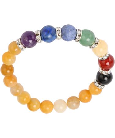 7 Chakra Beaded Bracelet - Lightweight Stretchy Meditation Jewelry for Men & Women | Yellow Jade Stone - Buy Online on GoSupps.com