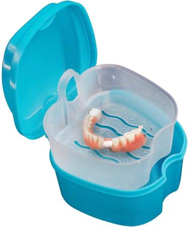 Denture Box for Teeth Storage | Sky Blue Denture Case with Hanging Net - Shop Internationally! - Buy Online on GoSupps.com
